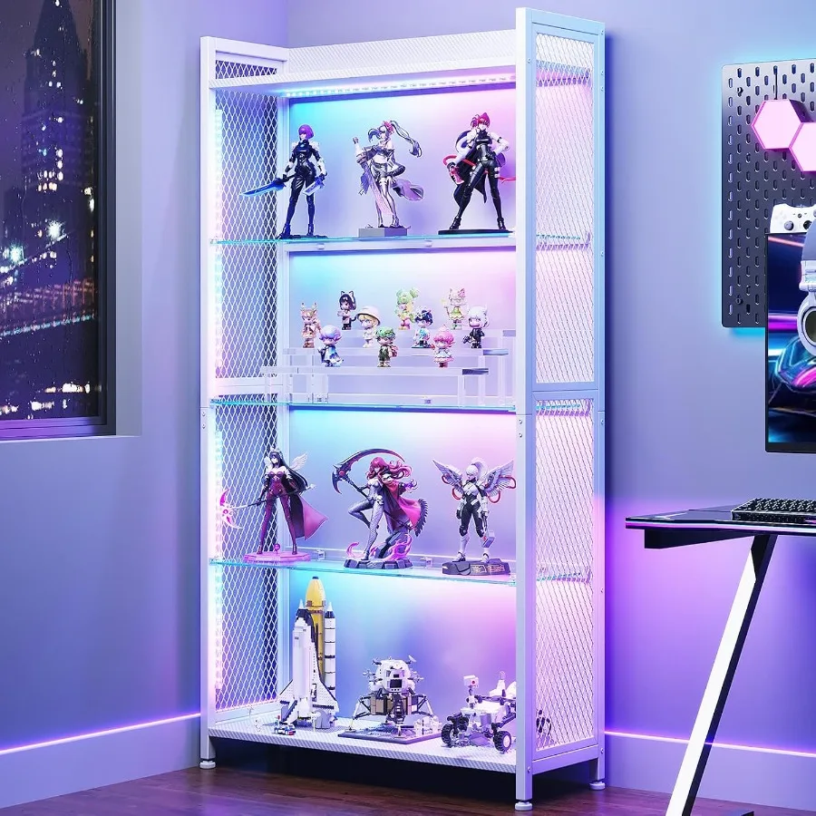 Lighting - Açık Cam Raflı Vitrin, RGB Işıklı