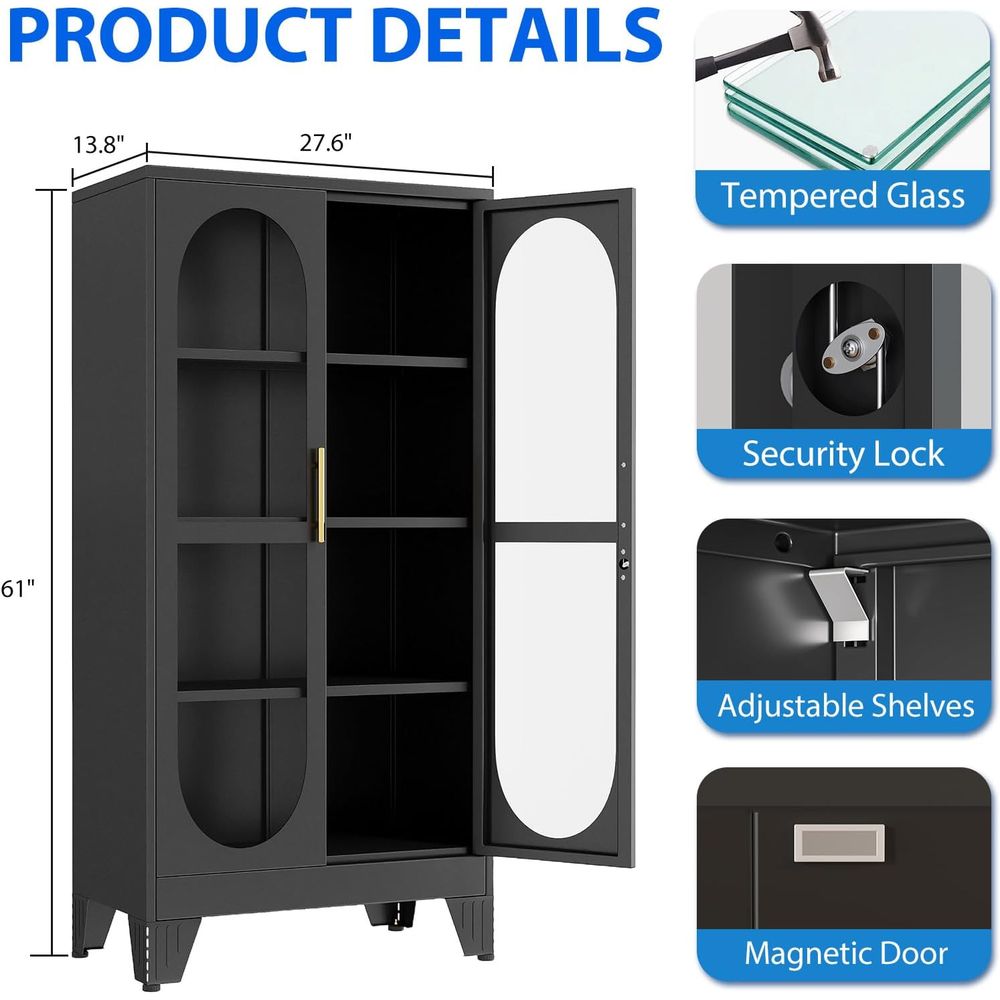 61 inç Kilitli Cam Vitrin, Met - Storage & Organization incelemesi ve fiyatı